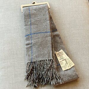 Muji Wool Blanket Stole, 24×79”, Brown houndstooth pattern, Gift idea, NWT
